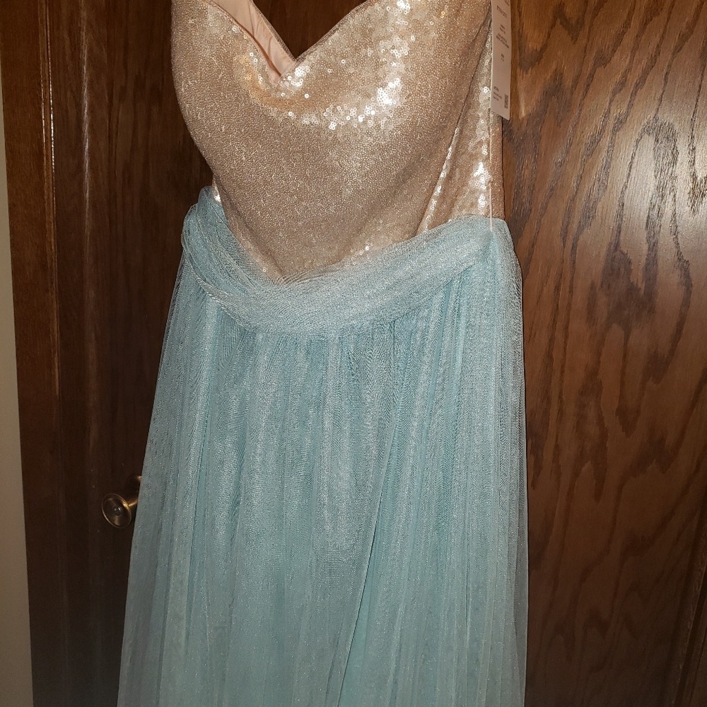 Christina Wu designer gold sequin dress